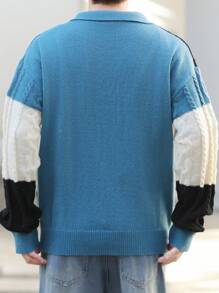 Manfinity Sporsity Men's Front Button Long Sleeve Plaid Casual Sweater, Everyday Wear