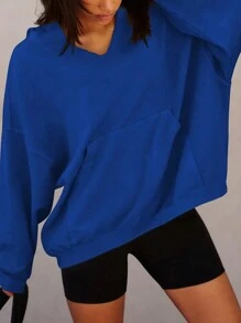 SHEIN EZwear Plus Size Effen Kleur Losse Fit Hoodie