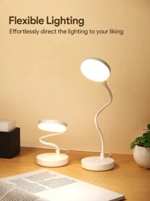 Teckwe Table Lamp,Round-Shaped LED Desk Lamp,Dimmable Office Lamp,3-Color Adjustable For Bedroom Office College Dorm Usb Powered Table Lamp (Not Rechargeable)