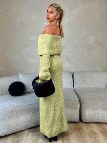 Roylia Women Off Shoulder Long Sleeve Slim Fit Dress, Minimalist