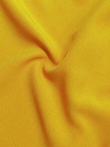 Slaydiva Plus Size Dress With Hollow Sleeves And Scallop Edge Collar - Yellow - View 7