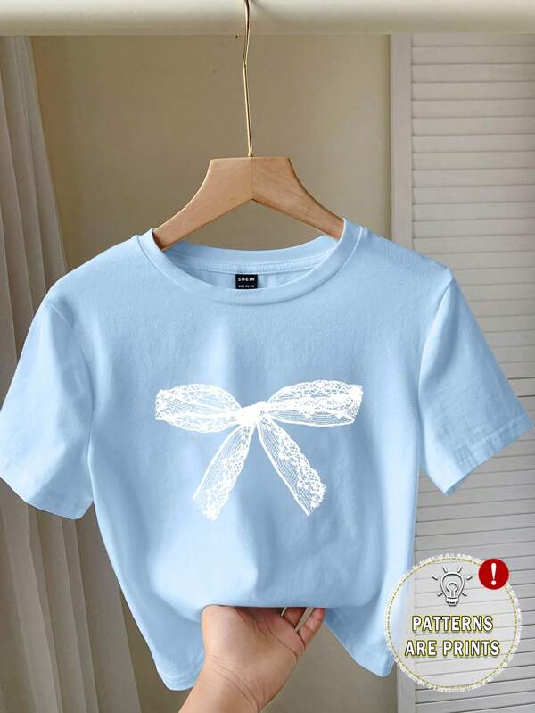 Comfortcana Camiseta de manga corta con estampado de lazo de verano