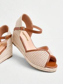 Styleloop 女式编织黄麻绳厚底坡跟凉鞋，波西米亚风格，复古美式西部音乐节派对装 - 杏色 - 查看 4