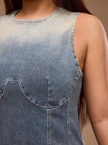 Forever 21 Plus Size Casual Denim Dress, Stylish & Fashionable For Everyday Wear - Blue - View 4