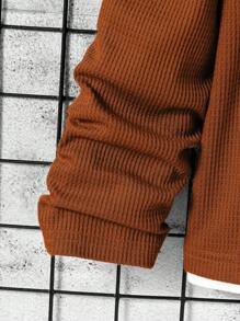 SHEIN Tween Boy Patchwork Crew Neck Long Sleeve Waffle Texture Fabric Comfortable Casual T-Shirt, Suitable For Leisure And Commuting, Can Be Worn Alone Or As An Undershirt, Autumn