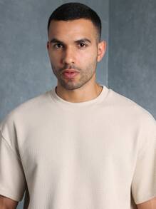 SUMWON 优质纹理平纹针织宽松基本款 T 恤，休闲街头风格罗纹圆领 T 恤，经典都市基本款上衣，适合所有季节分层穿着