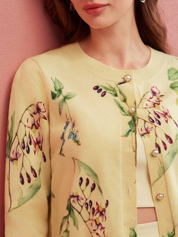 FLORAL PATTERN BUTTON UP CARDIGAN, PRINT CARDIGAN,SPRING/SUMMER