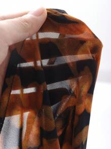 DAZY 女士花卉印花 A 字腰收腰度假连衣裙，适合情人节、春秋季长袖连衣裙 - 黃色 - 查看 8