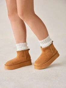 CUCCOO CURVES Plus Size & Width Thick Sole Fashion Warm Snow Boots, Autumn/Winter