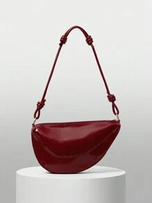 BizChic Bolso de hombro de mujer de color liso, de alta capacidad, para uso casual u oficina, bolso de mano rojo