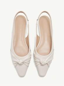 CUCCOO CHICEST Women's Comfortable Slip-On Flats With Bow Design, Square Toe, Casual Elegant Dress Shoes For Work, Commute, Date, Afternoon Tea, White Valentine's Day - Beige - View 9