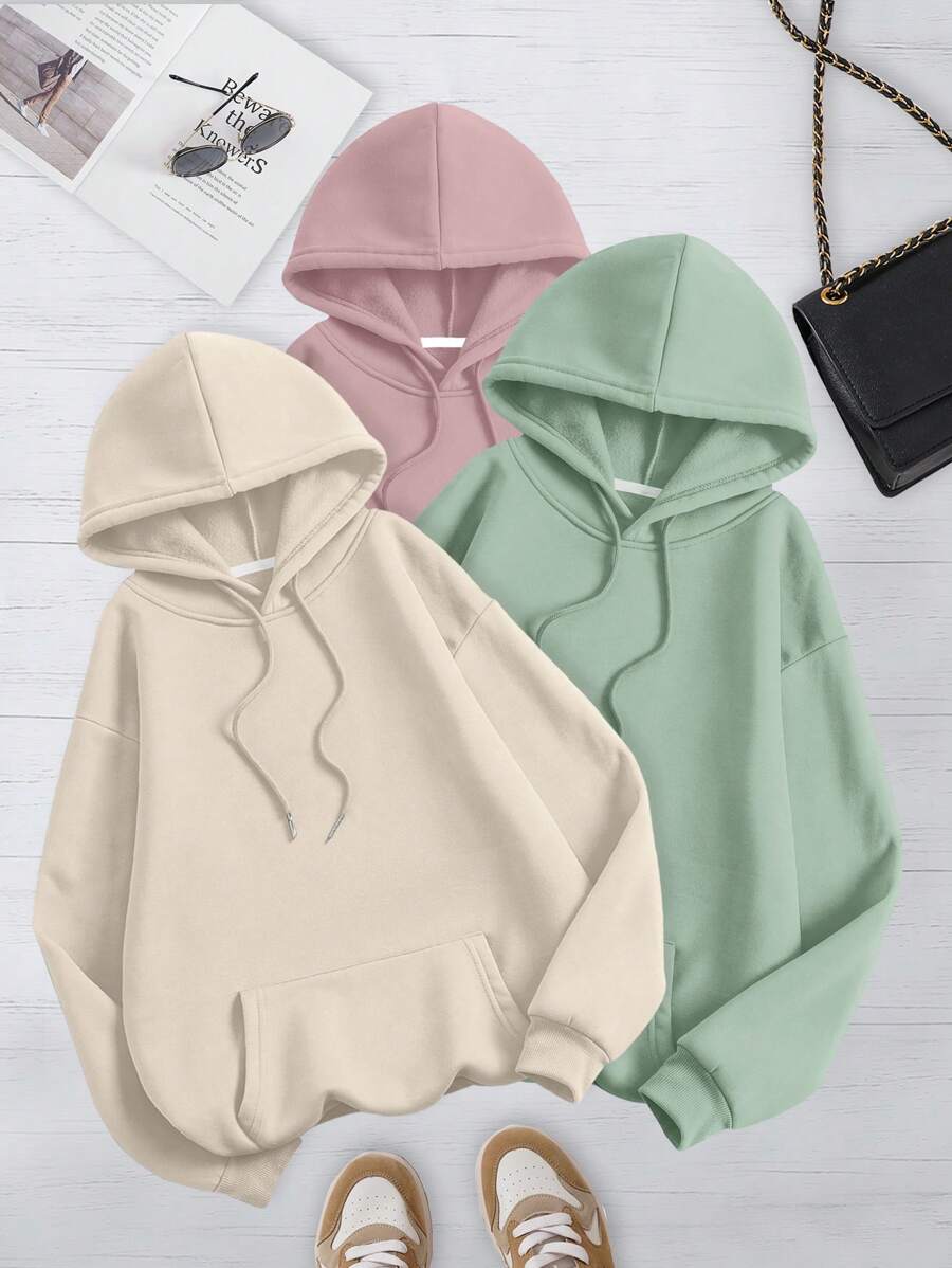 INAWLY Áo hoodie rút dây màu trơn thường ngày dành cho nữ, tốt nghiệp mùa thu/đông, trở lại trường, tốt nghiệp, giáo viên dành cho nữ, áo chui đầu trở lại trường, áo nỉ thu - Nhiều màu - Xem 1