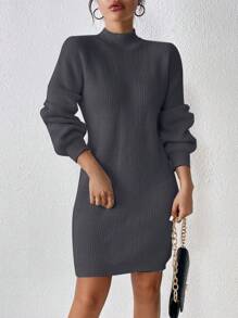 Calvaya Women's Stand Collar Long Sleeve Casual Short Dress, Fashionable & Versatile