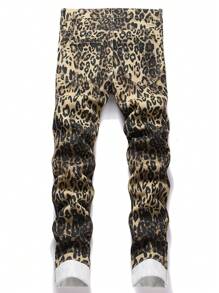 Manfinity LEGND Plus Size Men's Pockets Leopard Print Casual Jeans - Multicolor - View 2