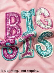 Young Girl Simple Letter Slogan Pattern Casual Short Sleeve T-Shirt, Summer