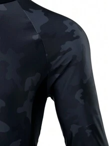 Manfinity KASUA Men's Rice Noodle Print Round Neck Raglan Long Sleeve Surfing T-Shirt,Hawaiian - Multicolor - View 4