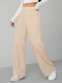 SHEIN PETITE 高腰寬腿女式西裝長褲 2 件組，適合嬌小女性 - 彩色 - 查看 5