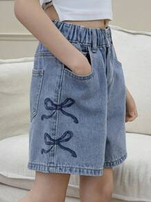 Dazy Kids 青少年女孩牛仔短裤 - 藍色 - 查看 2