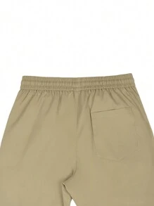 Manfinity Homme Men's Solid Color Casual Simple Fashion Trousers, Daily Wear, Fall - Khaki - View 8