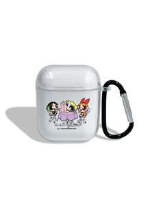 THE POWERPUFF GIRLS X SHEIN 卡通花朵、气泡、金凤花图案透明蓝牙耳机盒带挂钩