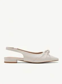 CUCCOO CHICEST Women's Comfortable Slip-On Flats With Bow Design, Square Toe, Casual Elegant Dress Shoes For Work, Commute, Date, Afternoon Tea, White Valentine's Day - Beige - View 3