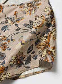 Rusticease 女士 V 领短袖花卉印花休闲中长连衣裙 - 彩色 - 查看 4