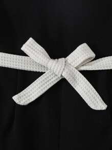 SHEIN Tween Girl 2 件套：纯色落肩开衫 + 纯色无袖连体裤，休闲