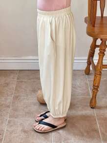 DAZY Young Girl Solid Color Drawstring Ankle Pants, Casual/Resort Style