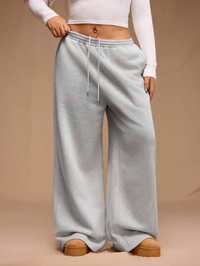 Forever 21 Plus Size Women Casual Loose Flared Pants, Low-Waisted, Suitable For Workplace, Spring