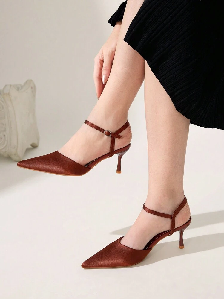 CUCCOO CHICEST Women's Solid Color Pointed Toe Stiletto Mid-Heel Pumps, Elegant For Office, Party & Evening Dresses Wear, In Brown & Chocolate Colors Valentine's Day
