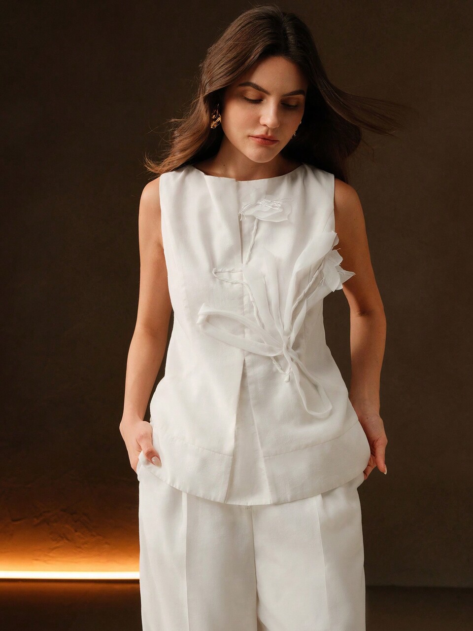 Anewsta Fitted Summer New Modesty Clothes Women 3D Flower Design Top