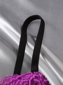 Set de 3 piezas Sujetador romántico y minimalista con encaje, push up y ajustable para mujeres