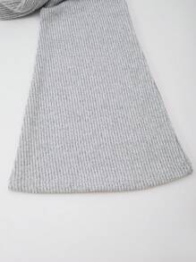 SHEIN Explorewe Tween Girls' Spring & Autumn Off Shoulder Knit Jumpsuit With Butterfly Sleeve & Bow Decor - Grey - View 7