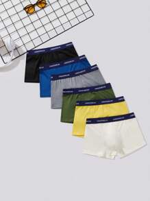 6 件装青少年字母印花三角裤 - 彩色 - 查看 1