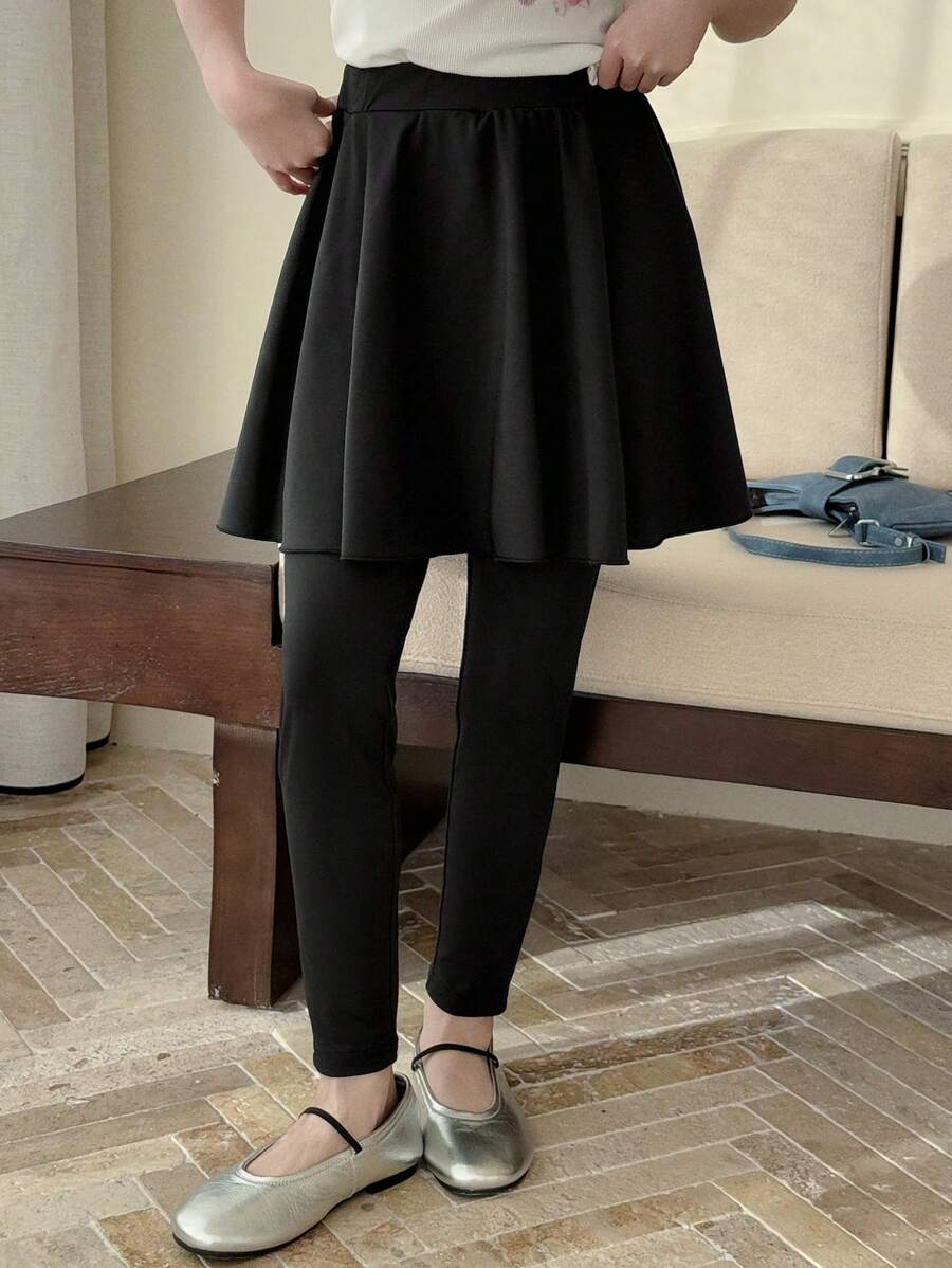 DAZY Tween Girls' Solid Color Slim Fit Casual Everyday Leggings Tights