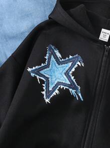 Tween Girl Casual Knit Fuzzy Hooded Sweatshirt Sweatshirt - Black - View 3