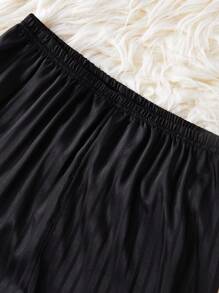 Teen Girls Pajama Set, Pink Striped Fabric Heart Print Long Sleeve Shirt & Pants 2 Pieces Loungewear - Black - View 6