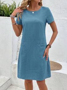 EMERY ROSE 女士纯色短袖休闲连衣裙，夏季