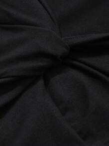 DAZY Women Bow Knot Detail Casual Short Sleeve T-Shirt Summer - Black - View 3