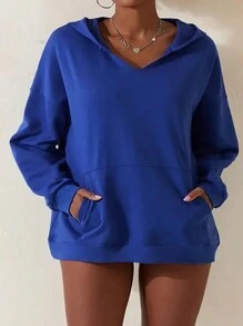 SHEIN EZwear Plus Size Effen Kleur Losse Fit Hoodie