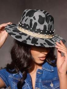 SHEIN SXY Fashionable Vacation Style Leopard Print Woolen Hat - Multicolor - View 3