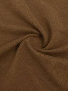 SHEIN Lady 女士黑色纯色高腰拉链长裤修身皮裤返校节黑色皮裤 - 棕色 - 查看 7