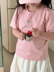 DAZY Young Girl Fall Clothes Young Girls Short Sleeve T-Shirt - Pink - View 4