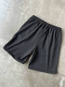 Manfinity EMRG 男士印花休闲短裤，简约时尚，适合日常穿着 - 黑色 - 查看 2