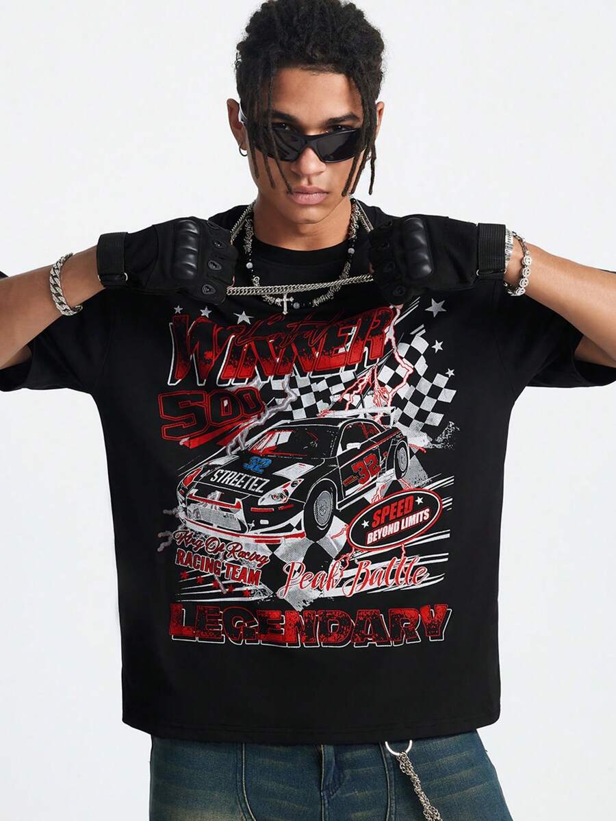 Manfinity VCAY Men's Loose Knit Short Sleeve Crew Neck T-Shirt, Suitable For Summer