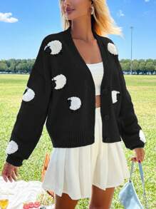 EURMUSE Cardigan With Sheep Pattern Simple Fashionable Daily Casual - Black - View 6