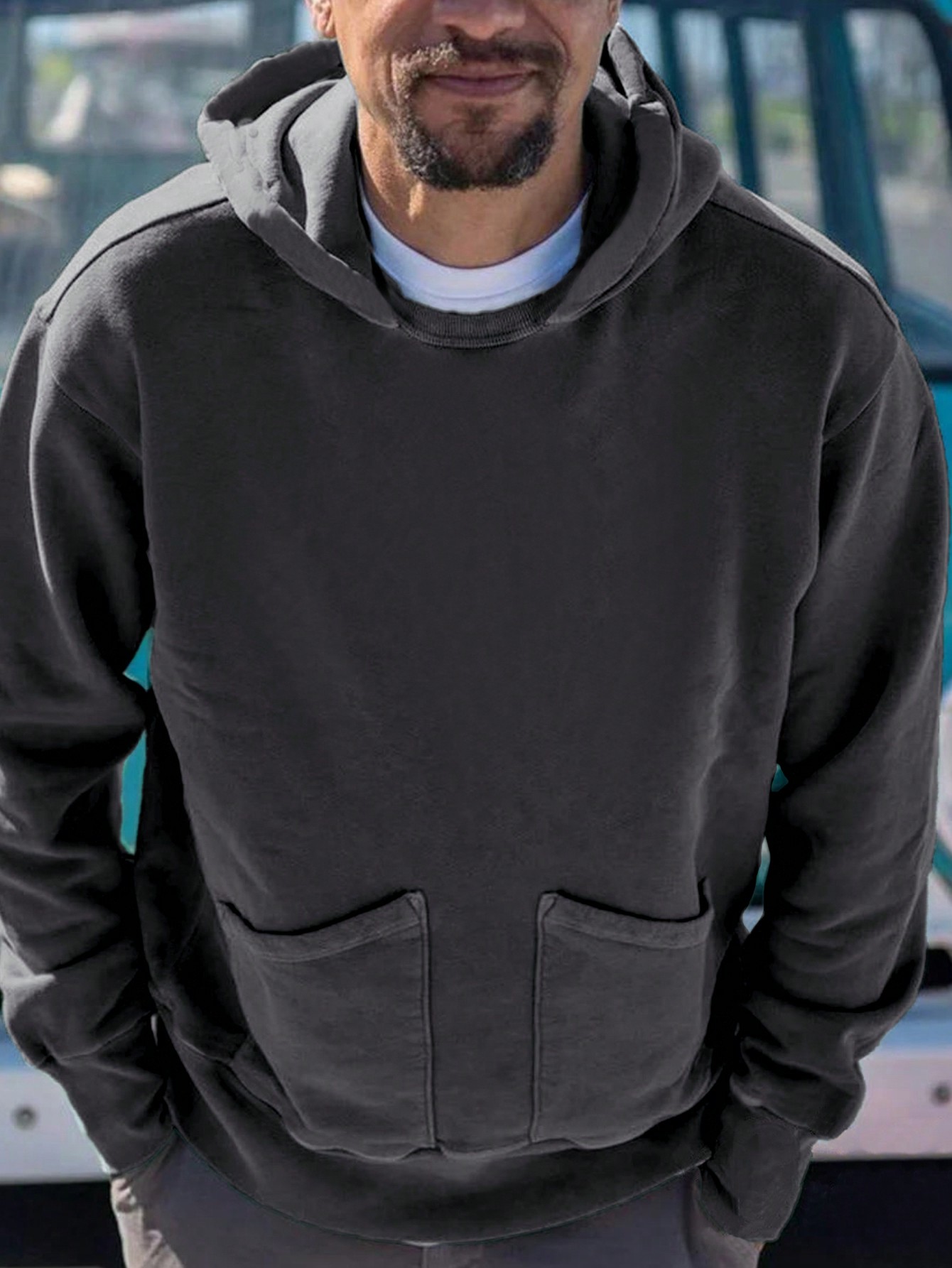 SHEIN Manfinity Dauomo Men's Solid Color Double Pocket Hoodie Sweatshirt, Fashionable For Autumn/Winter