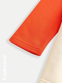 SHEIN Teen Girls Mountain Graphic Print Contrast Color Raglan Sleeve Top And Mini Skirt Casual 2 Pieces Set - Beige - View 12