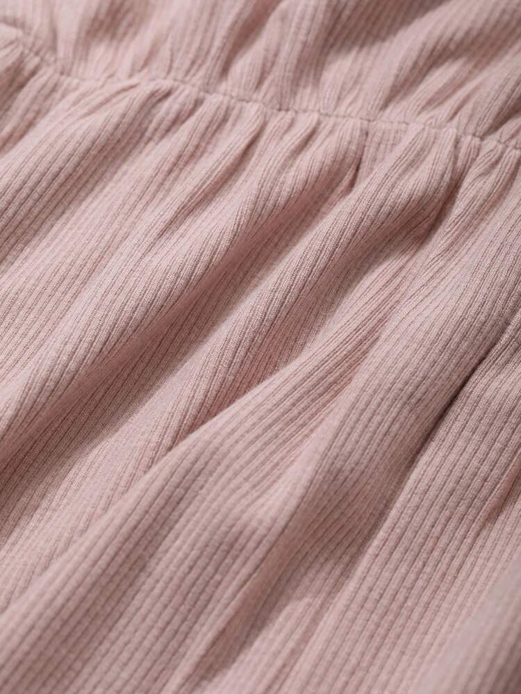 Young Girl Plain Simple Casual Knit Jumpsuit Romper, Summer Vacation