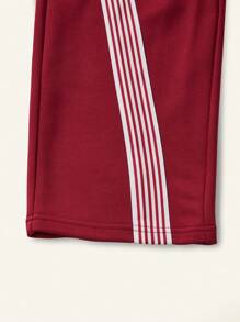 SHEIN 1 pieza Pantalón de chándal con 4 rayas rojas de estilo deportivo para adolescentes, nuevo diseño
